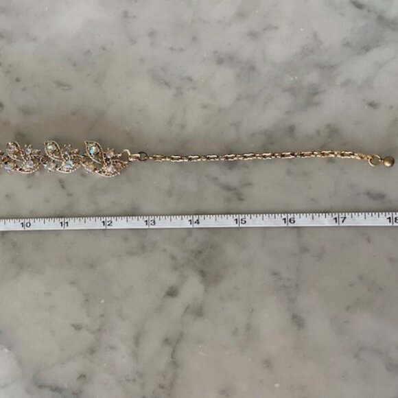 VINTAGE Gold Tone Crystal Leaf Necklace & Bracelet (2) - Picture 14 of 16